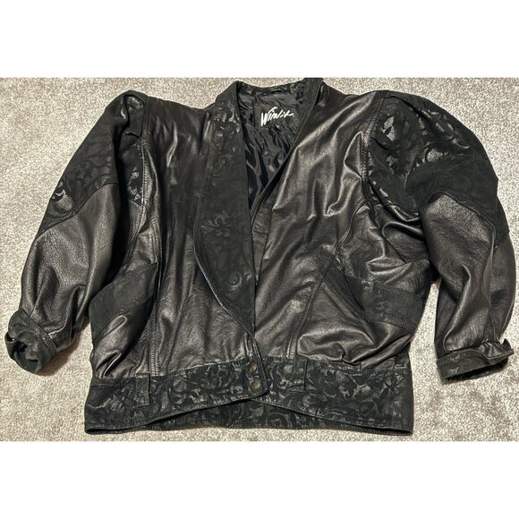 Winlit Jackets & Blazers - Vintage Winlit Western Lace Pattern Leather Jacket Women's Size Medium Black